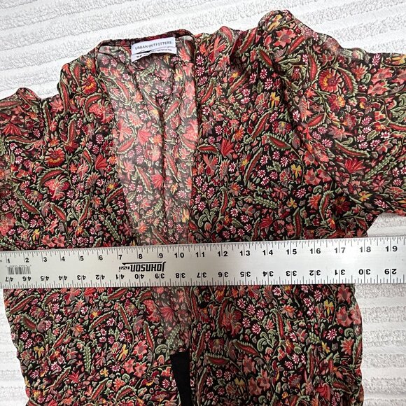 Urban Outfitters Womens Black Paisley/Floral Print Chiffon Wrap Dress Medium - Picture 7 of 9